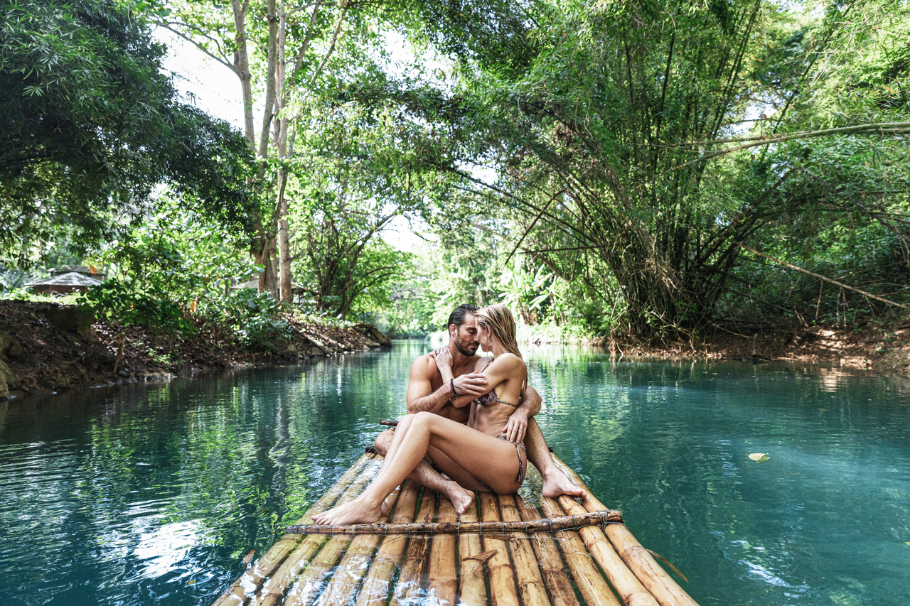 Bamboo river rafting tour in Martha Brae River, Jamaica