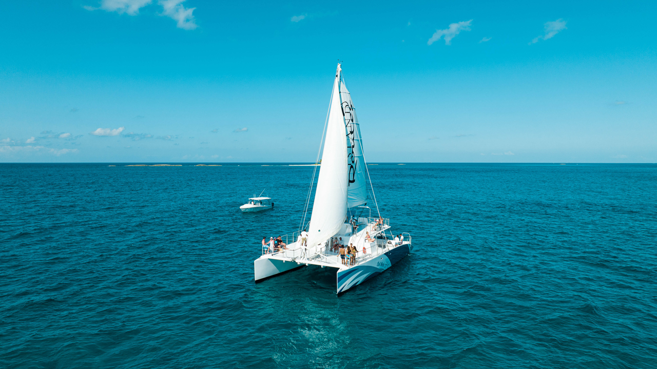 Catamaran and Powerboat