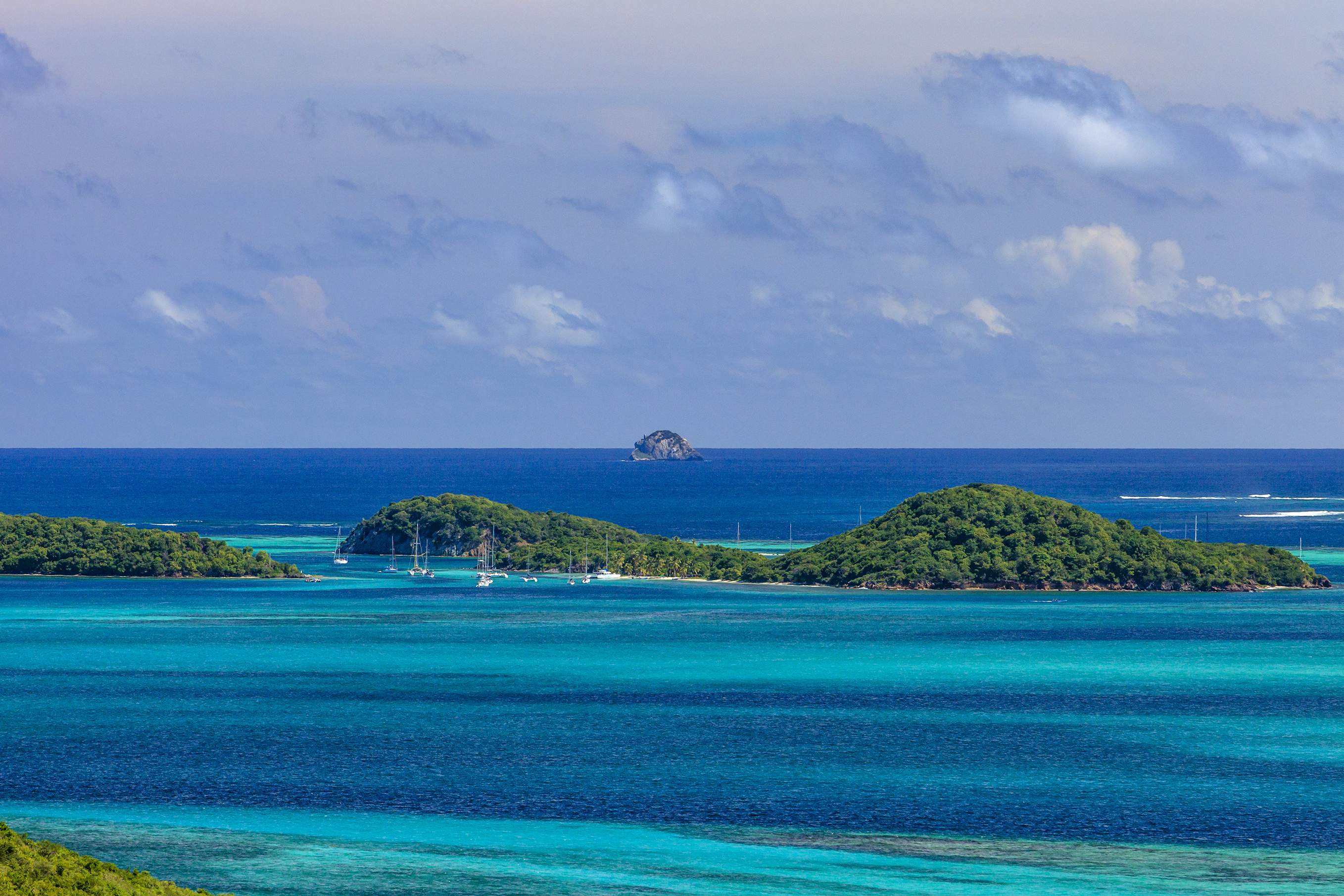 Secluded islets and blue water in the Grenadines