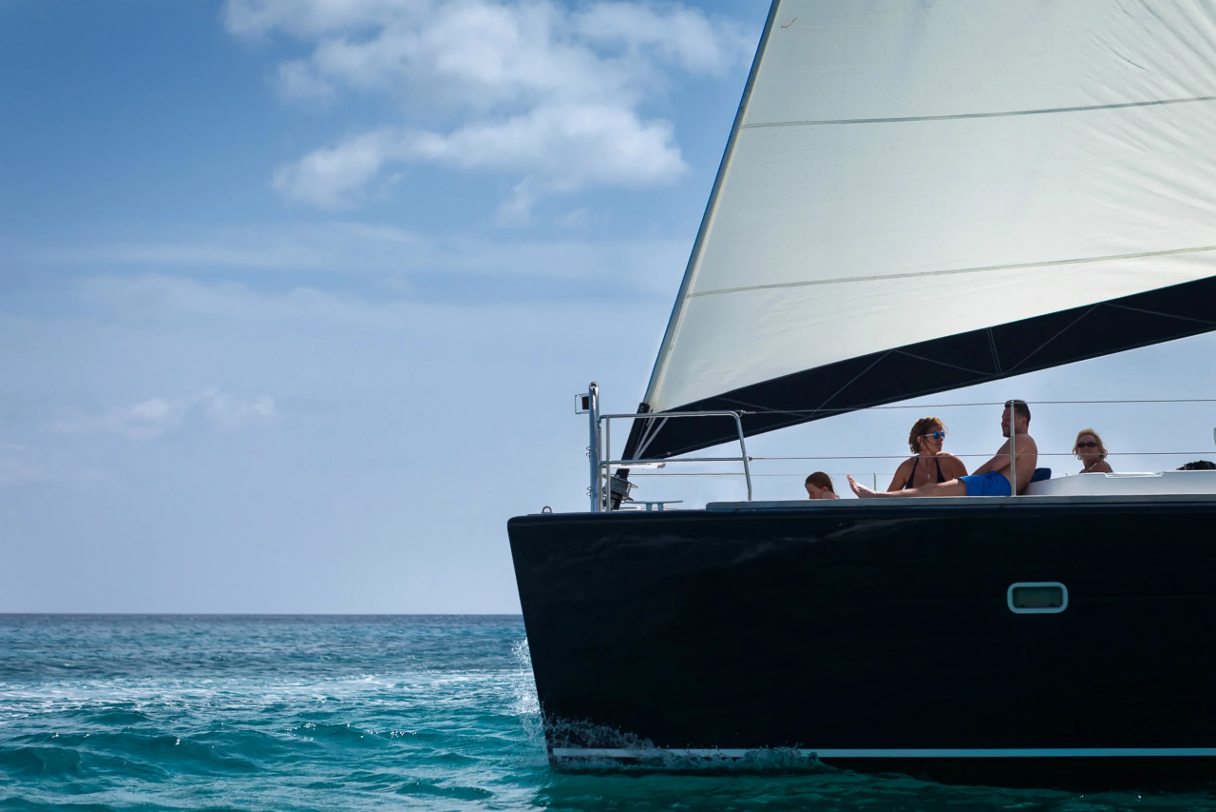 Guests enjoying a comfortable St. Lucia catamaran cruise