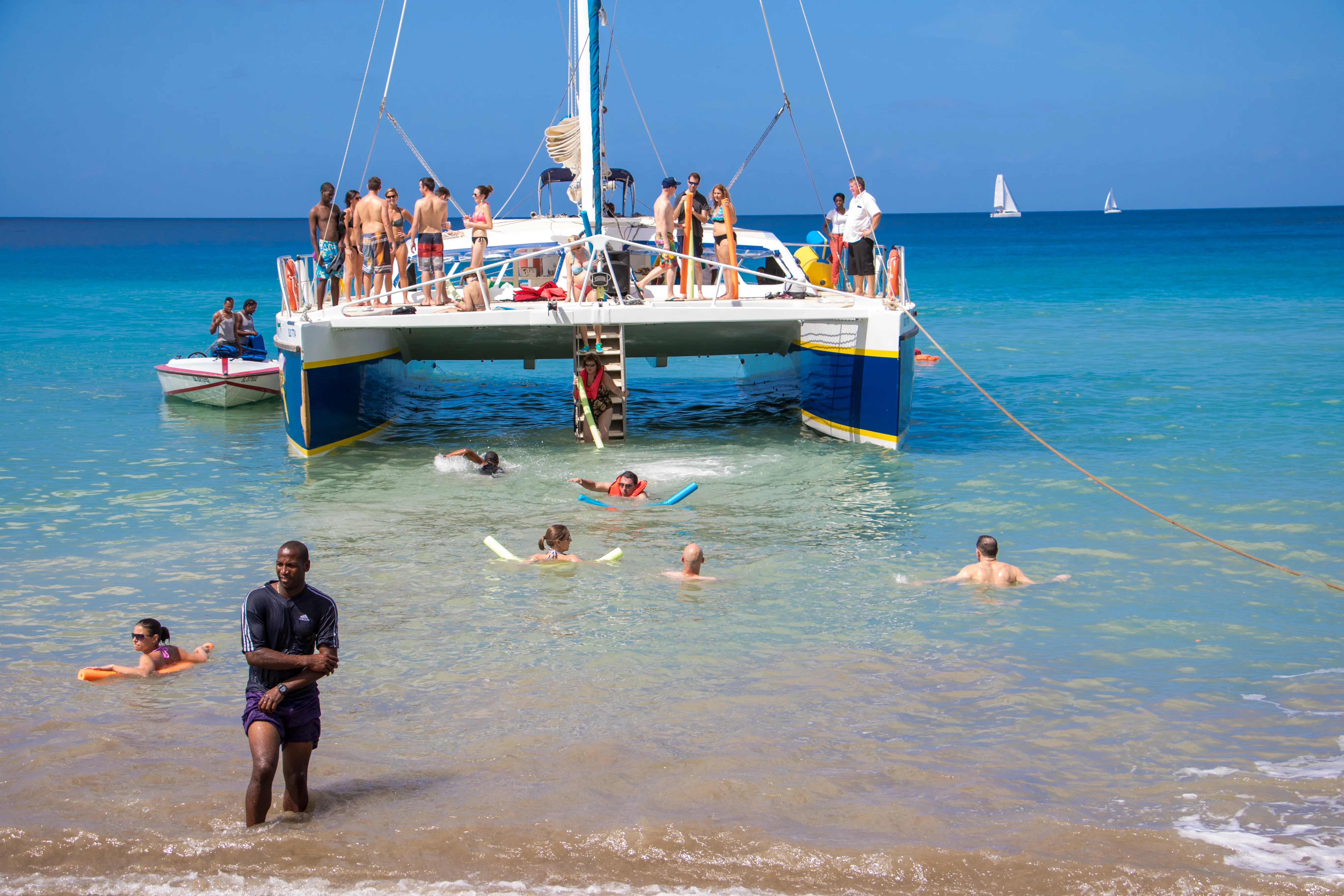 Snorkeling stop during a St. Lucia catamaran cruise